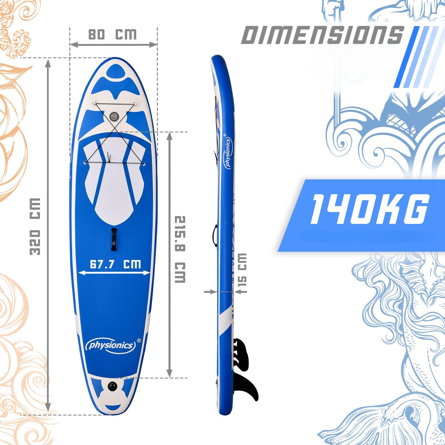 Physionics Sup Board 320cm Complete Set Watersport