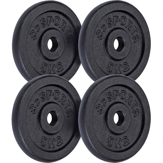 ScSPORTS Halterschijven set 20 kg - 4 x 5 kg - Gietijzer - 30 mm