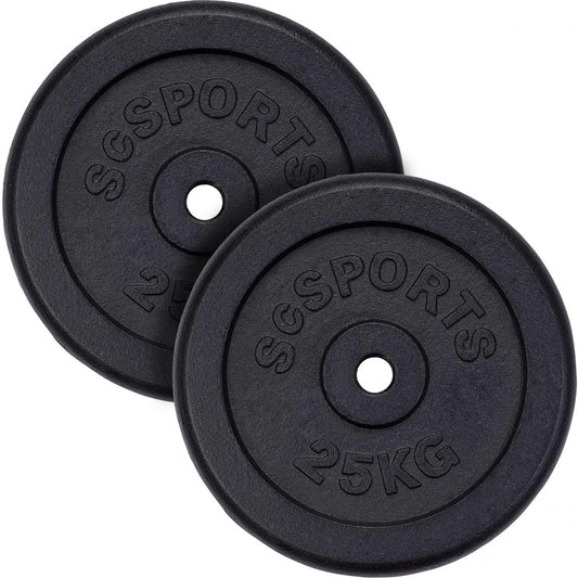 ScSPORTS Halterschijven set 50 kg – 2 x 25 kg Gietijzer – 30 mm