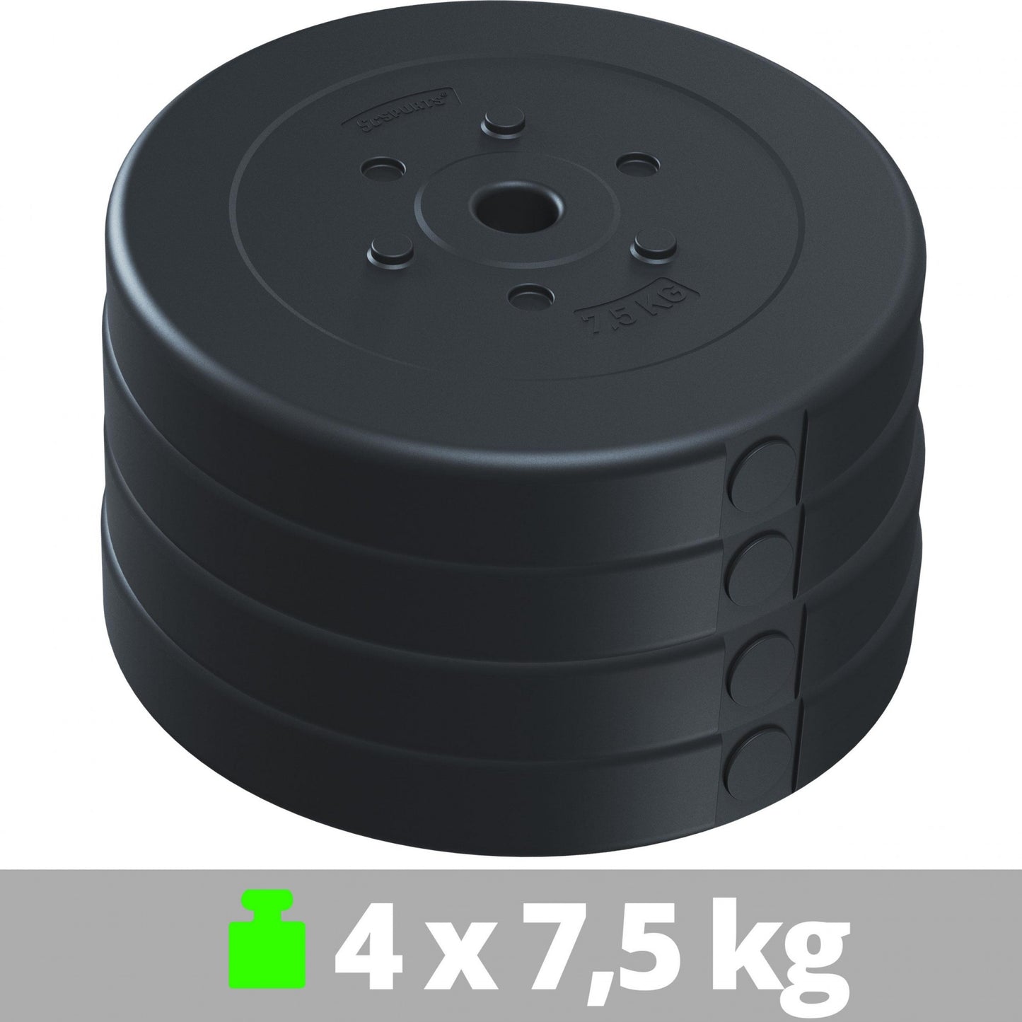 ScSPORTS Halterschijven set 30 kg – 4 x 7,5 kg Kunststof – 30 mm