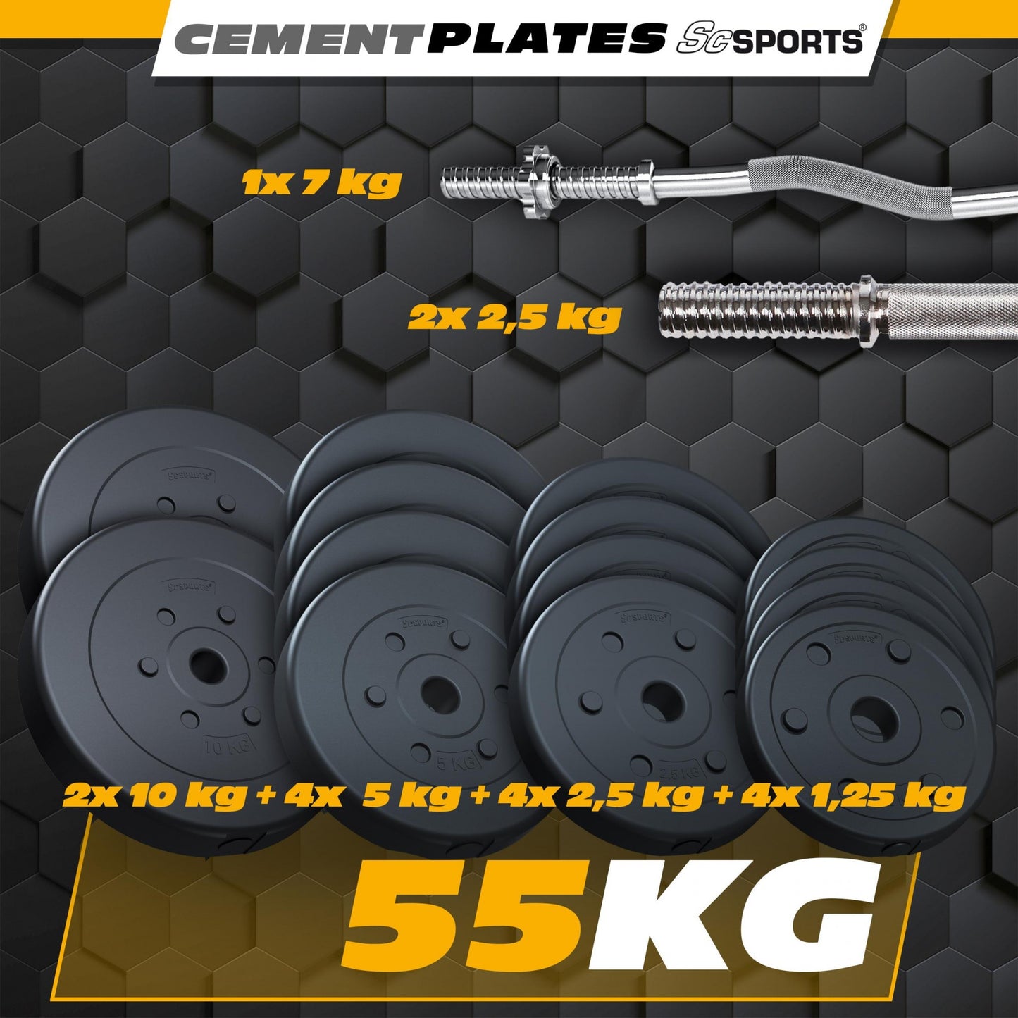 ScSPORTS EZ-Curlset 66 kg Kunststof - 30 mm