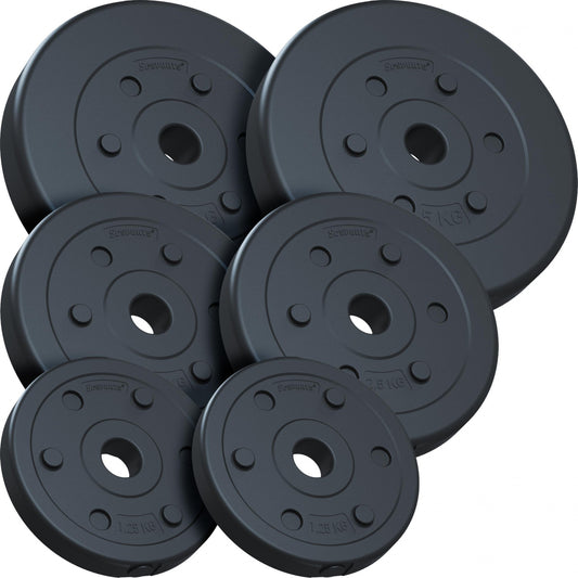 ScSPORTS Halterschijven set 17,5 kg - 2 x 5, 2 x 2,5, 2 x 1,25 kg - Kunststof - 30 mm