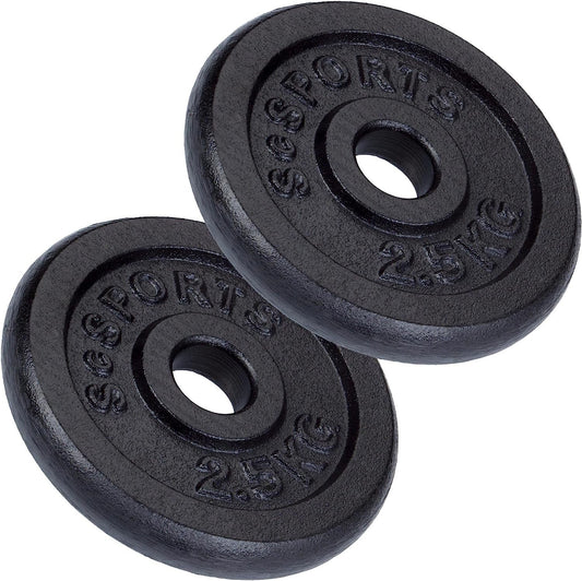 ScSPORTS Halterschijven set 5 kg - 2 x 2,5 kg - Gietijzer - 30 mm