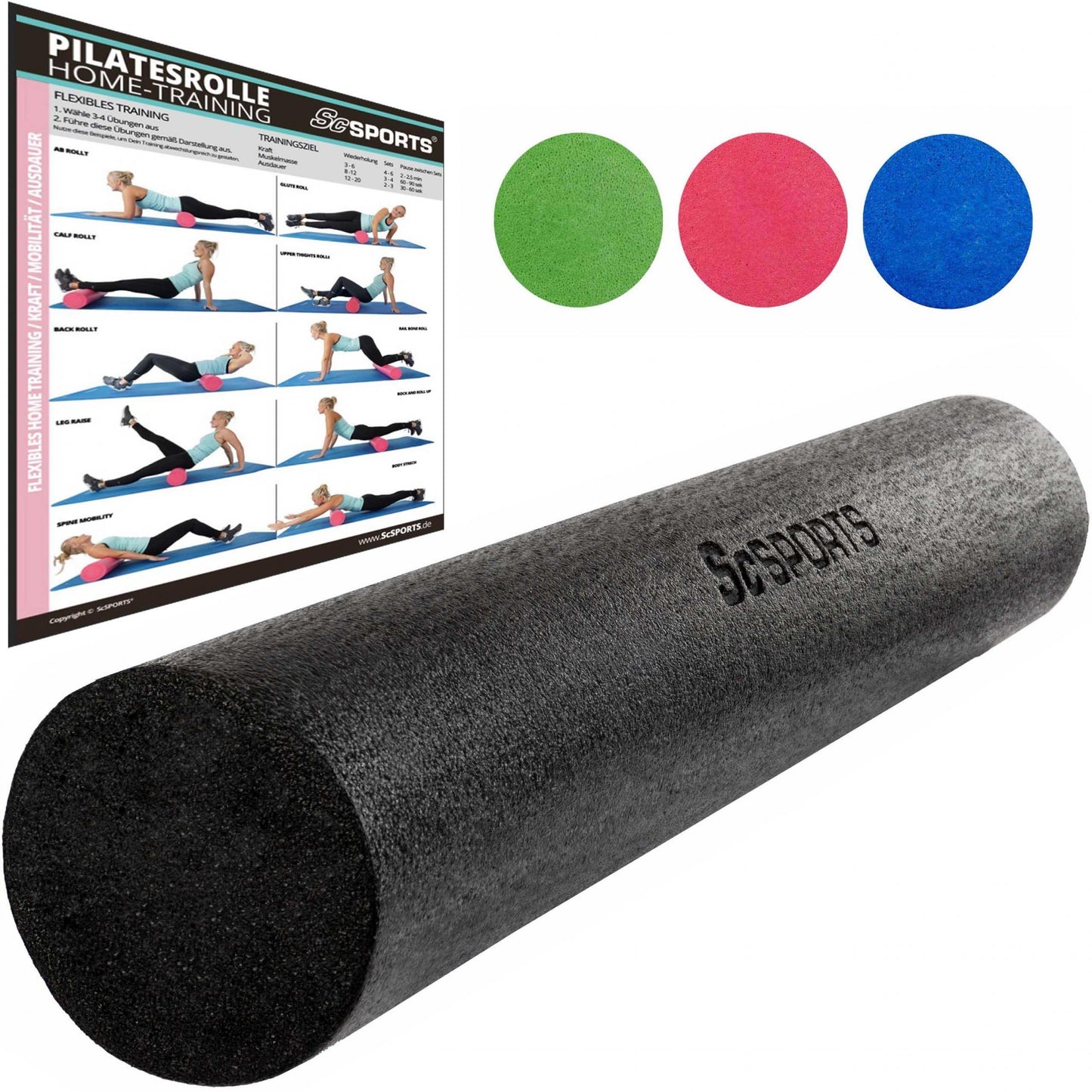 ScSPORTS Foam roller 90 x 15 cm Zwart