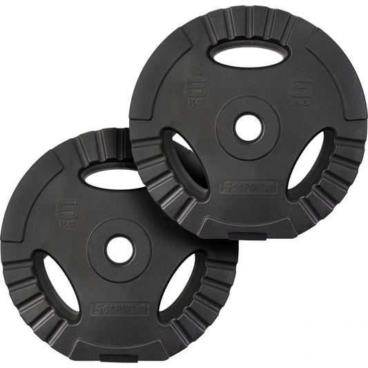 ScSPORTS Halterschijven set 10 kg – 2 x 5 kg Gripper Kunststof – 30 mm