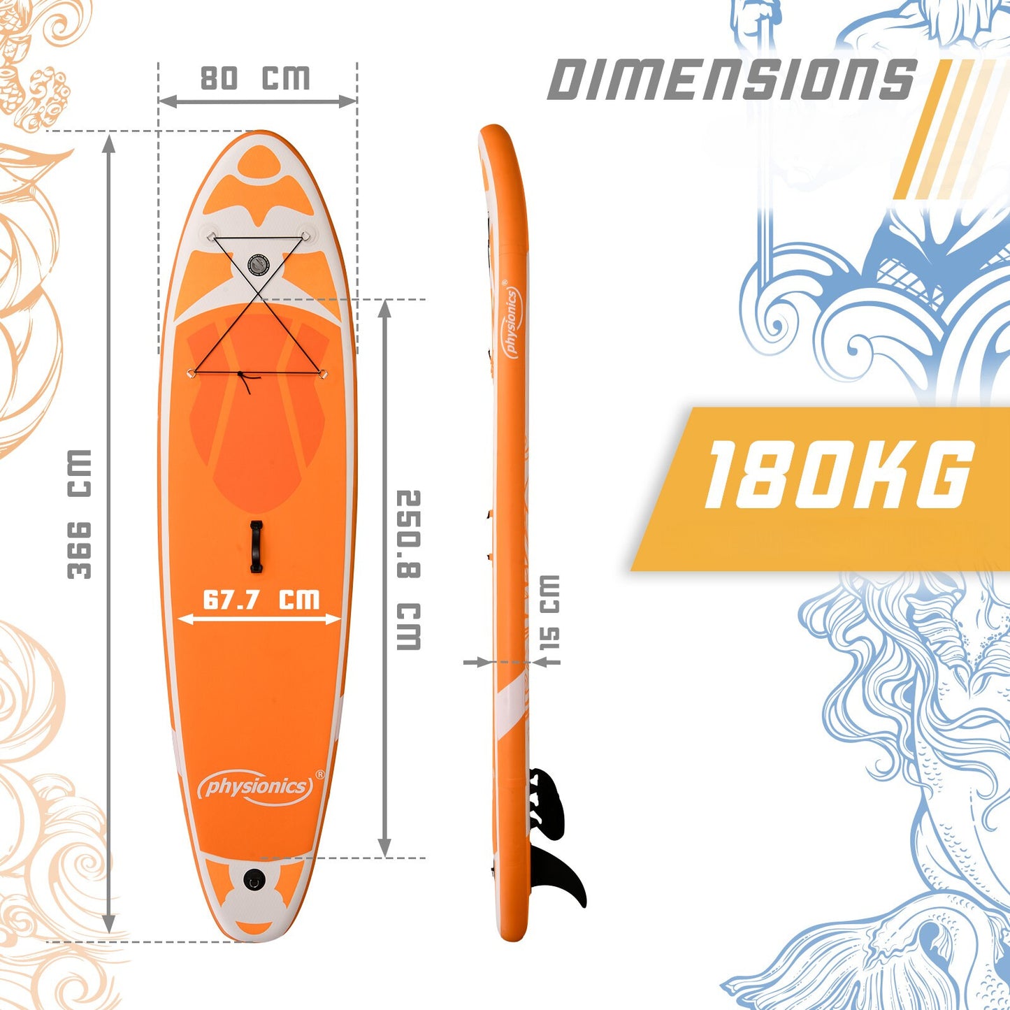 Physionics Sup Board 366cm Complete Set Watersport