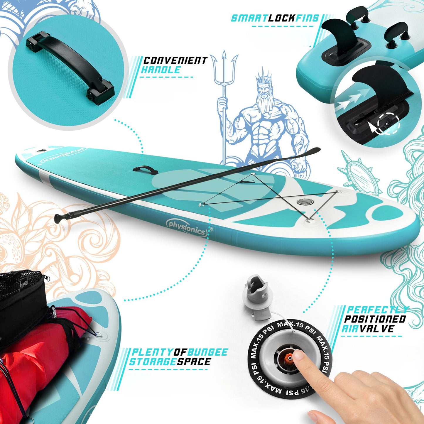 Physionics Sup Board 320cm Complete Set Watersport