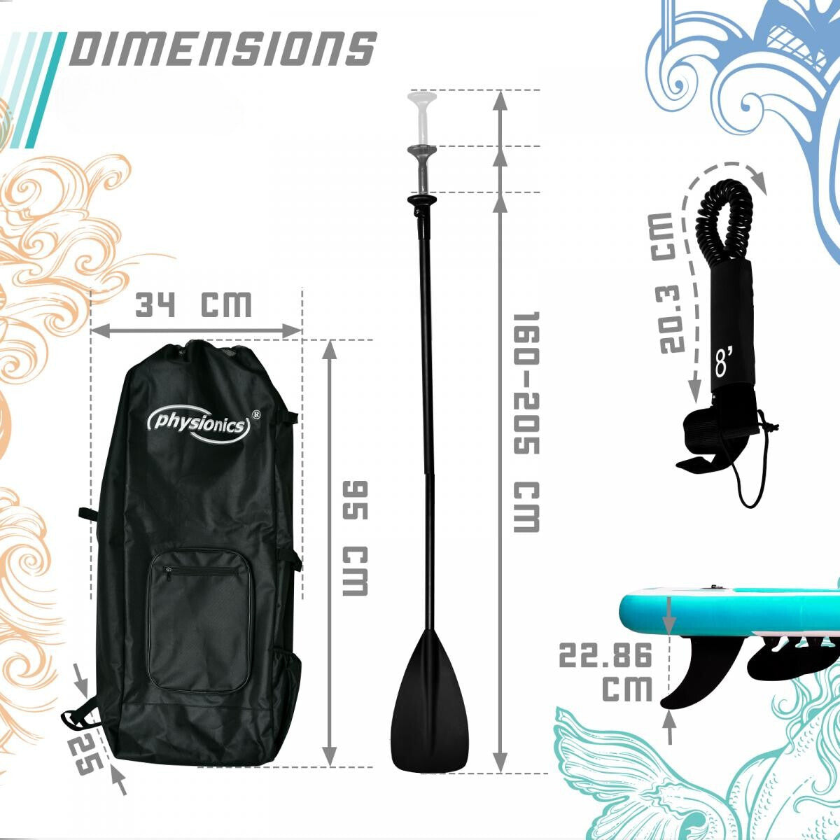 Physionics Sup Board 320cm Complete Set Watersport