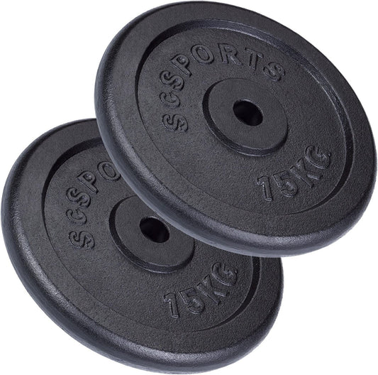 ScSPORTS Halterschijven set 30 kg - 2 x 15 kg - Gietijzer - 30 mm