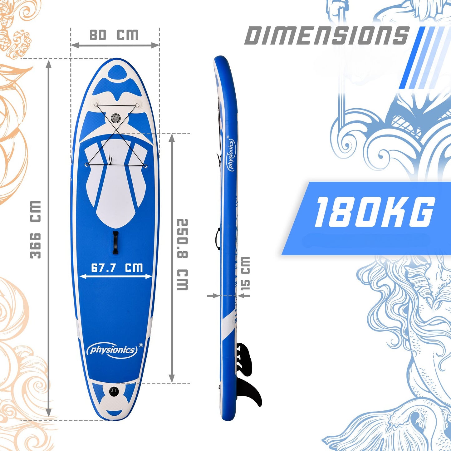 Physionics Sup Board 366cm Complete Set Watersport