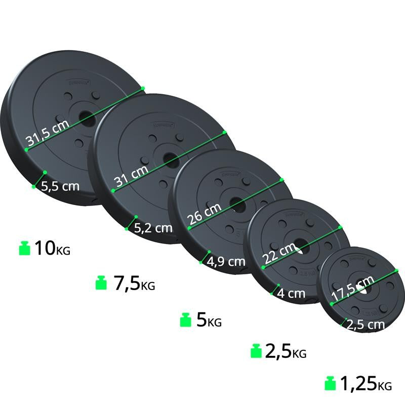 ScSPORTS Halterset 74 kg Kunststof - 30 mm