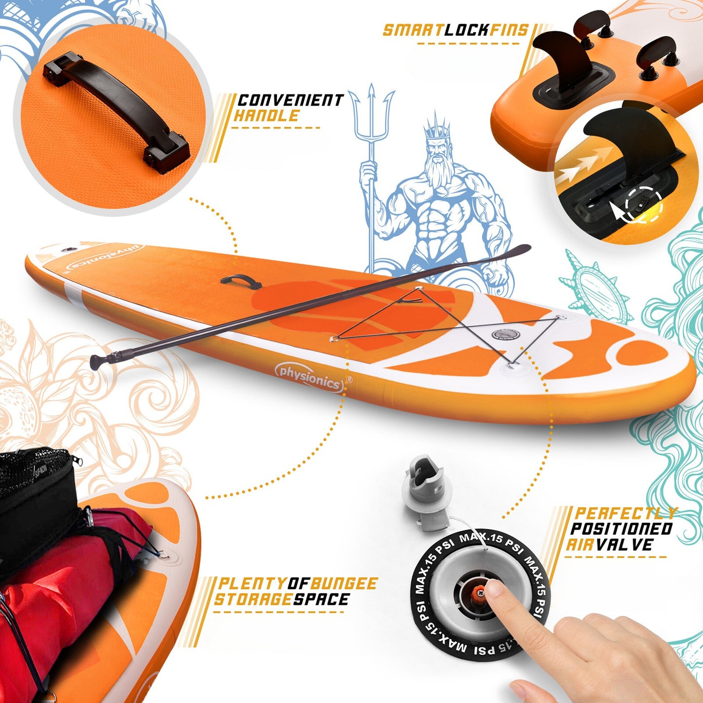 Physionics Sup Board 366cm Complete Set Watersport