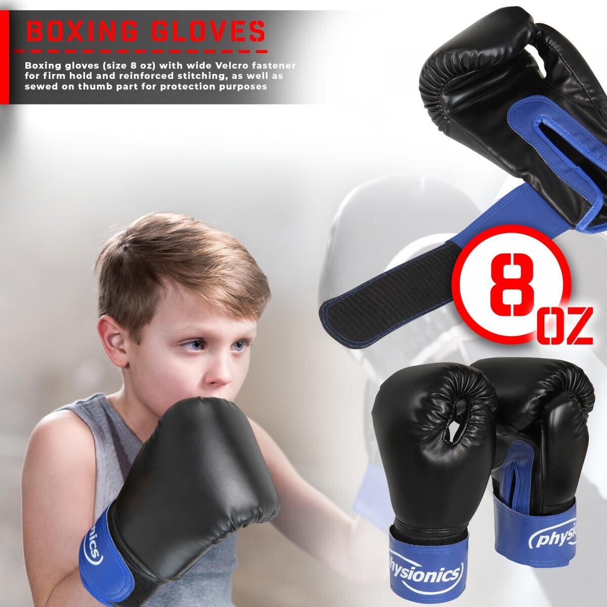 Physionics Bokszak Kinderen Met Bokshandschoenen 55x25cm 10kg