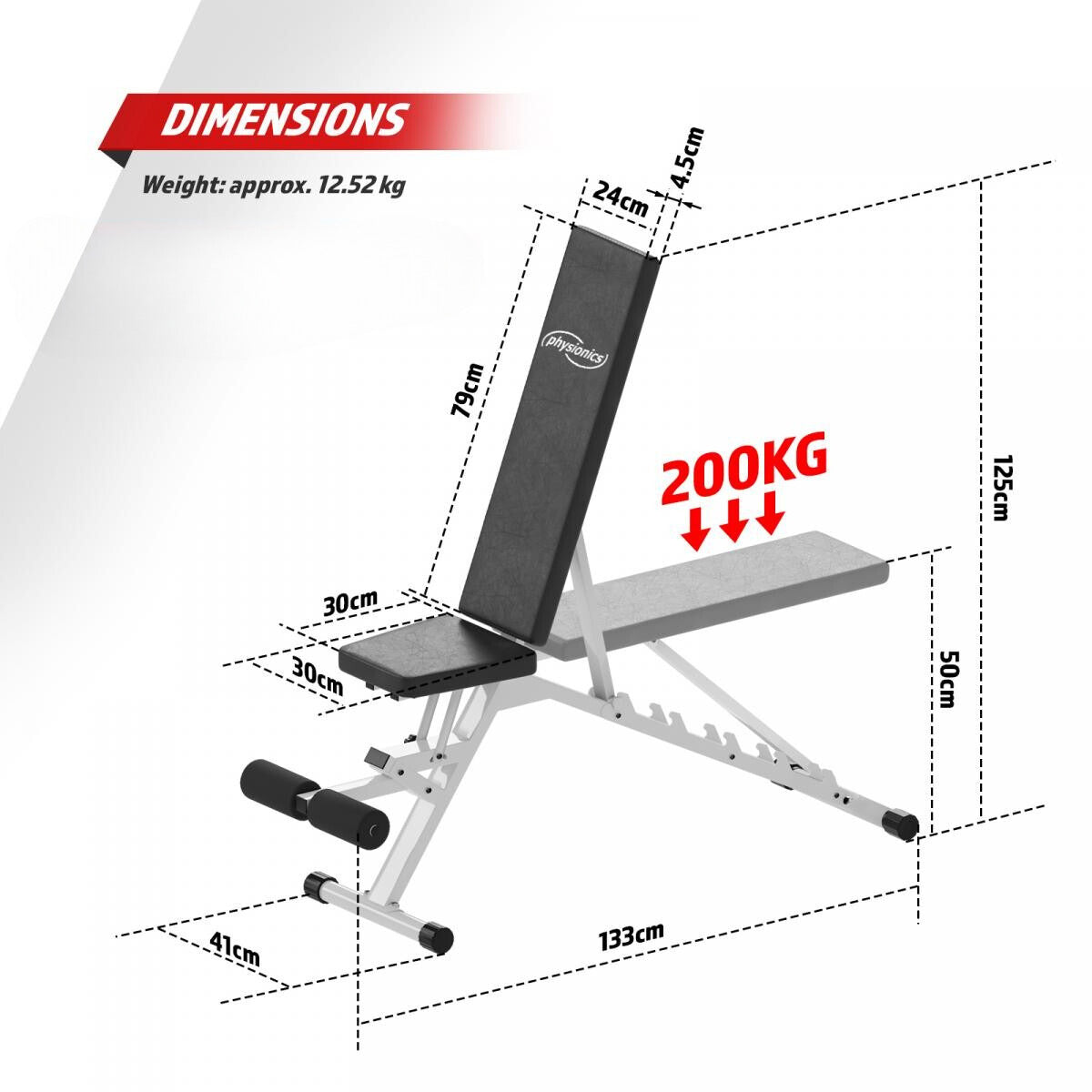 Physionics Halterbank Verstelbaar Met Halterset 2x15kg