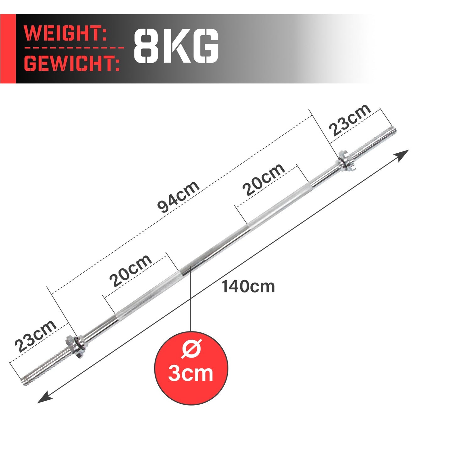 Physionics Haltertang 140cm