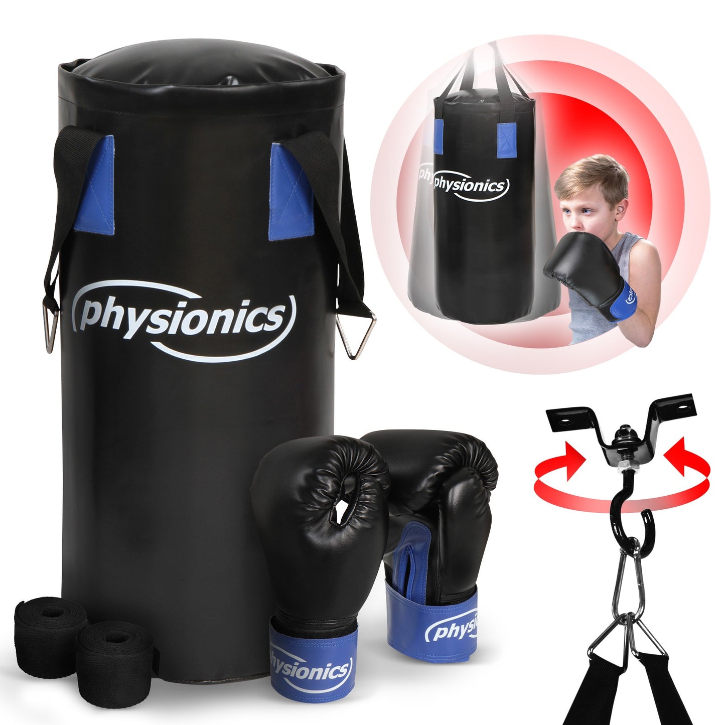 Physionics Bokszak Kinderen Met Bokshandschoenen 55x25cm 10kg