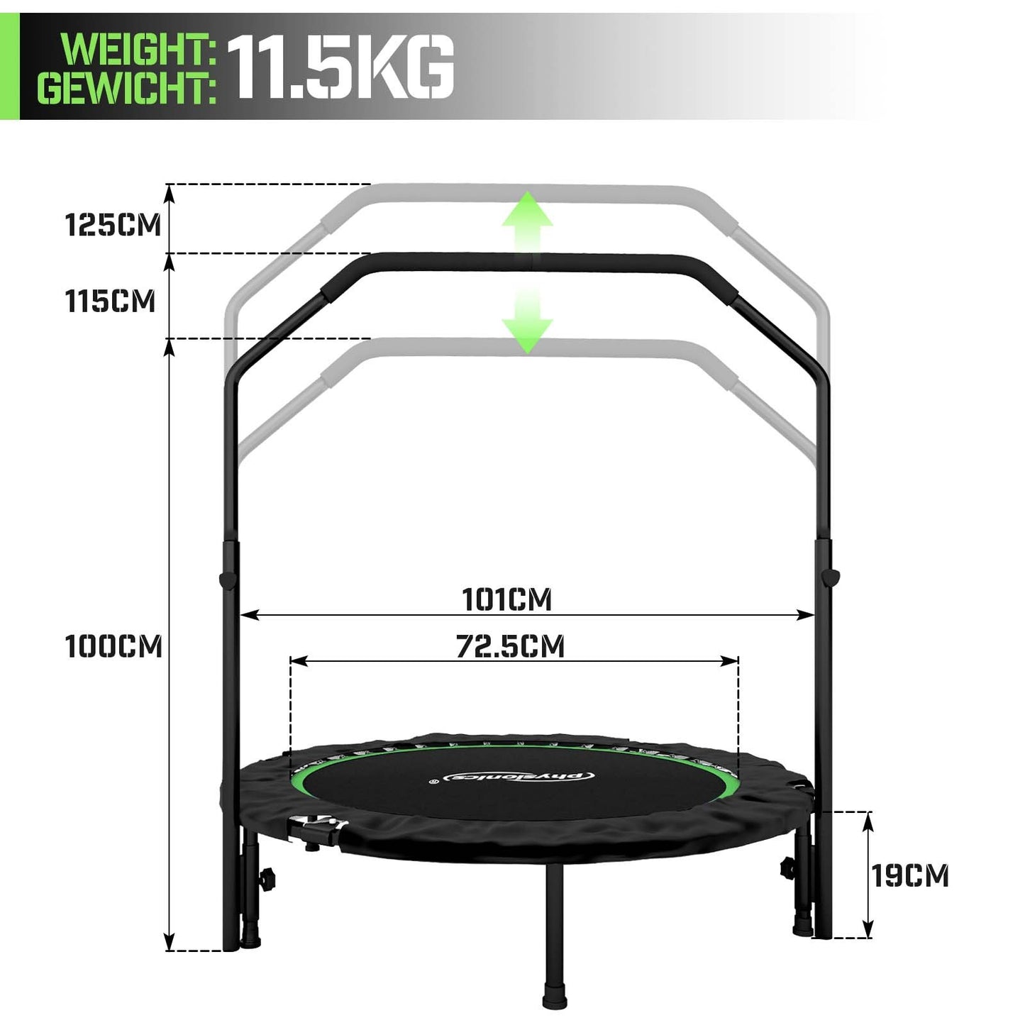 Physionics Fitness Trampoline Handgreep Diameter 101cm