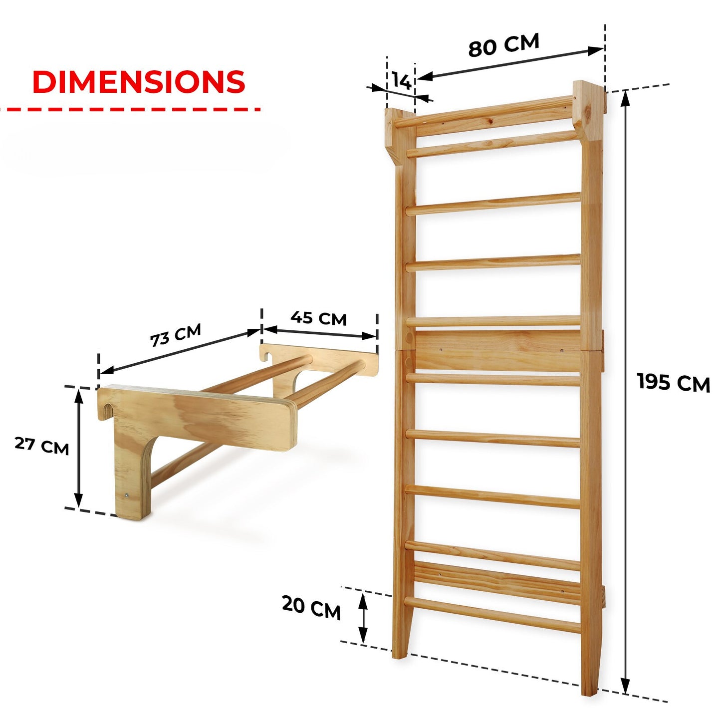 Physionics Klimrek Binnen Hout Met Optrekstang